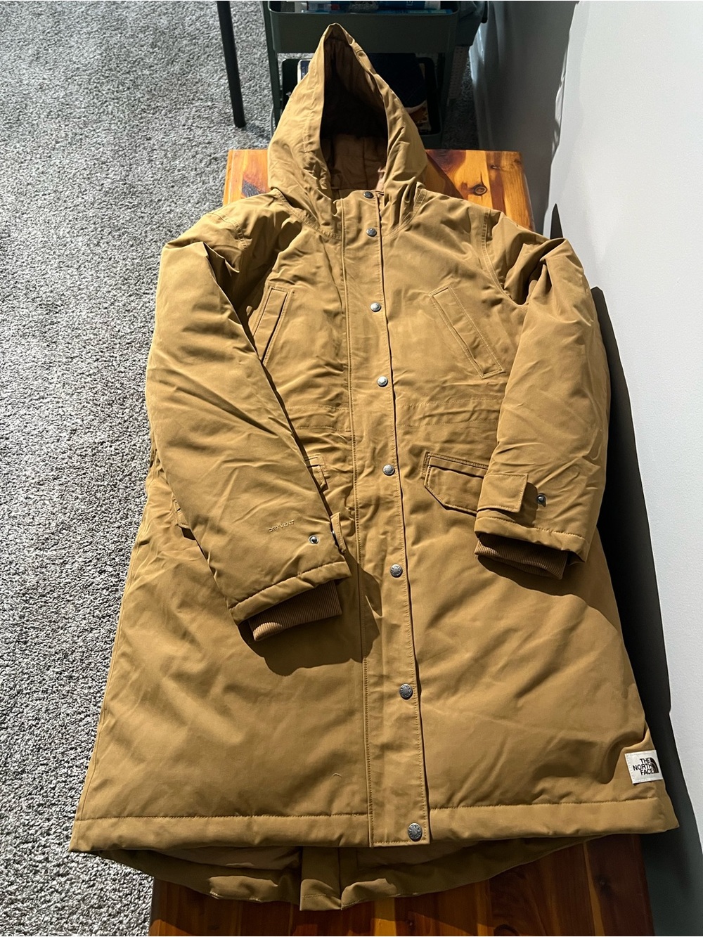 Women’s Hooded Long Puffer Coat - Tan